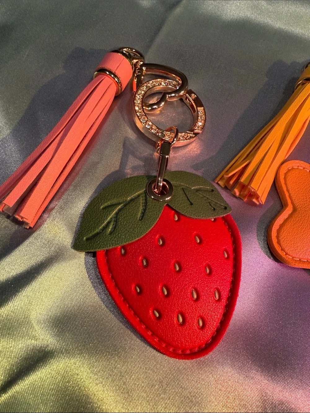 Colorful Fruit, Star, and Bird Tassel Bag Charm/Keychain Set
